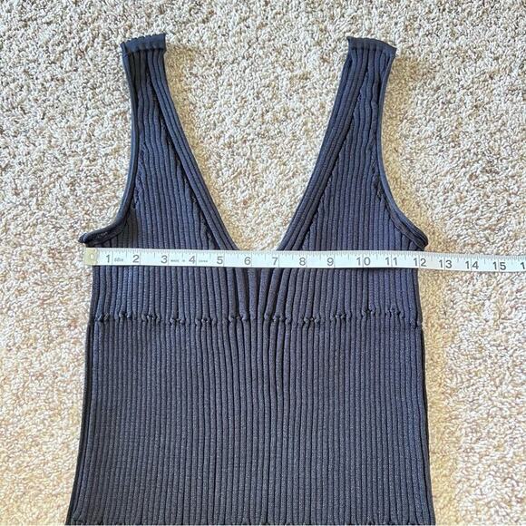 Rag & Bone Yasmine Ribbed Pleated V-Neck Tank Dress w/Blue Trim - Picture 11 of 14